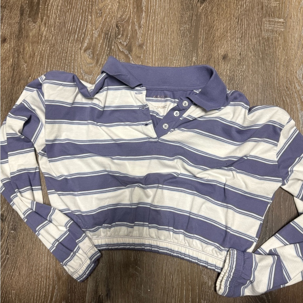 Vintage Cropped Striped Polo Top